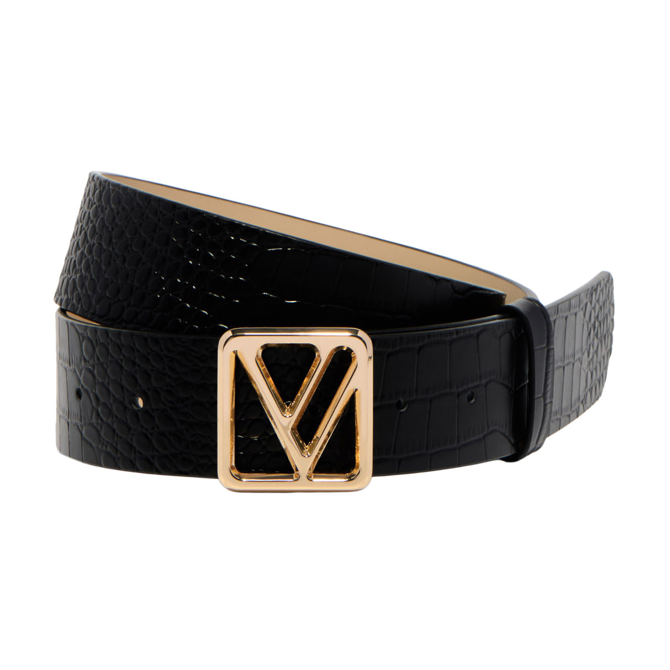 Veronika Maine Buckle Croc Embossed Leather Belt